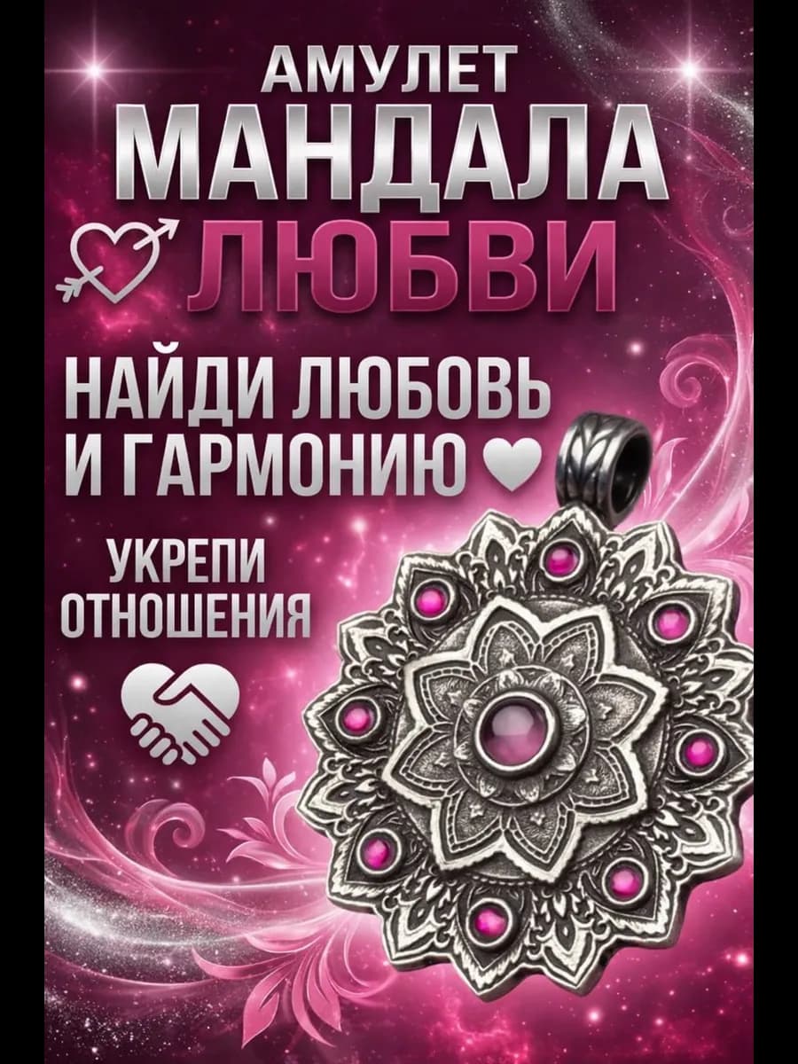 Амулет "Мандала Любви" с турмалином и стразами
