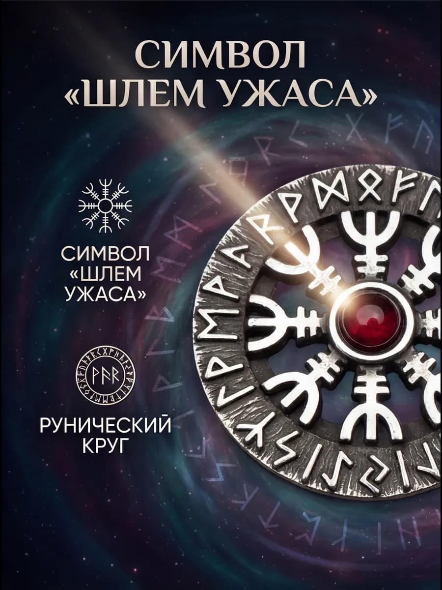 Амулет "Агисхьяльм" с гранатом 2