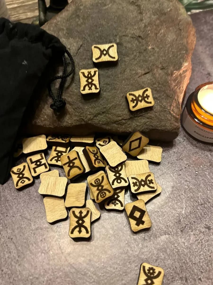 Набор рун Русов, 41 шт., бук (в комплекте мешочек) 3