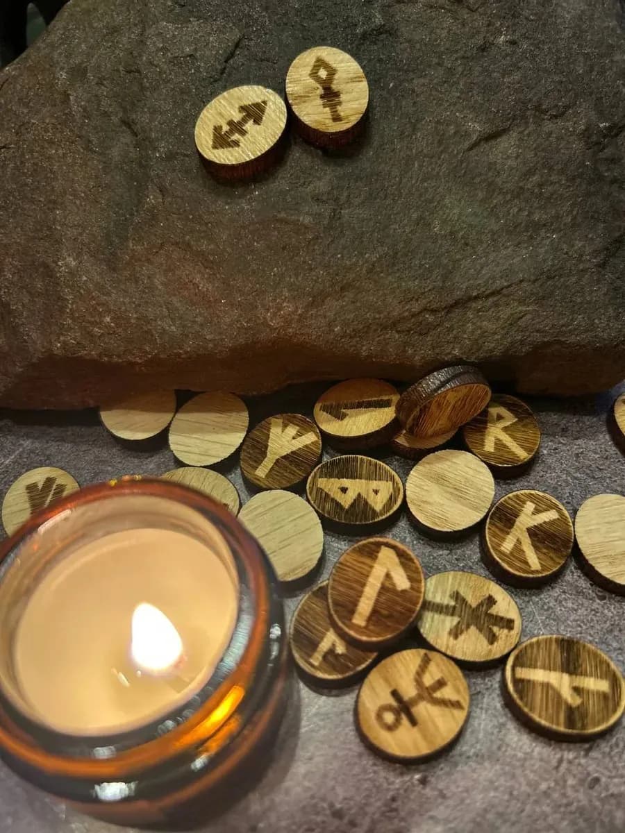 Набор исландских рун, 24 шт., бук (в комплекте мешочек) 2