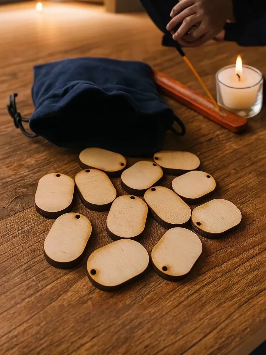 Набор заготовок для скандинавских рун, бук (с мешочком)