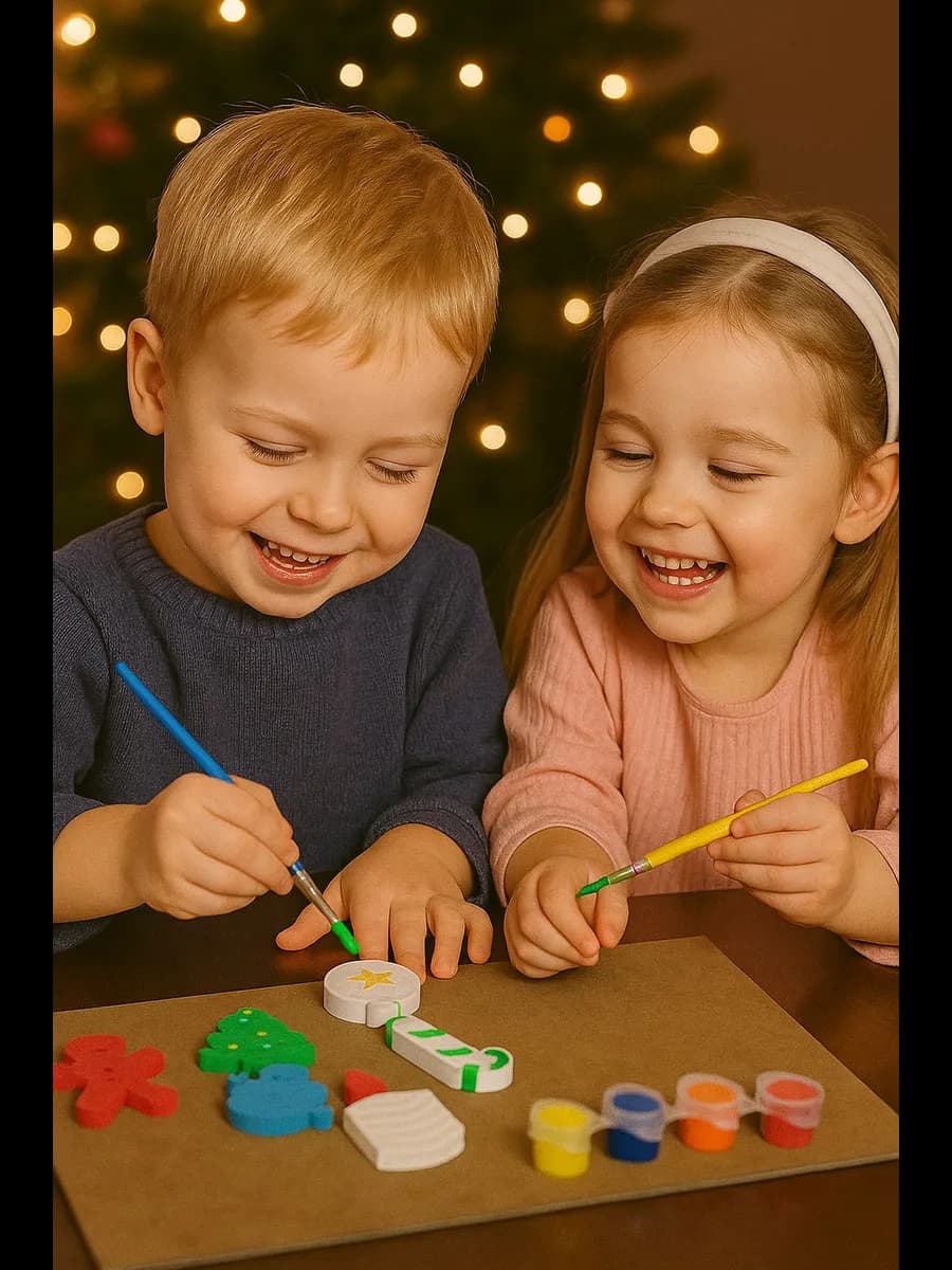 Набор новогодних фигурок для раскрашивания с красками (8шт) 2