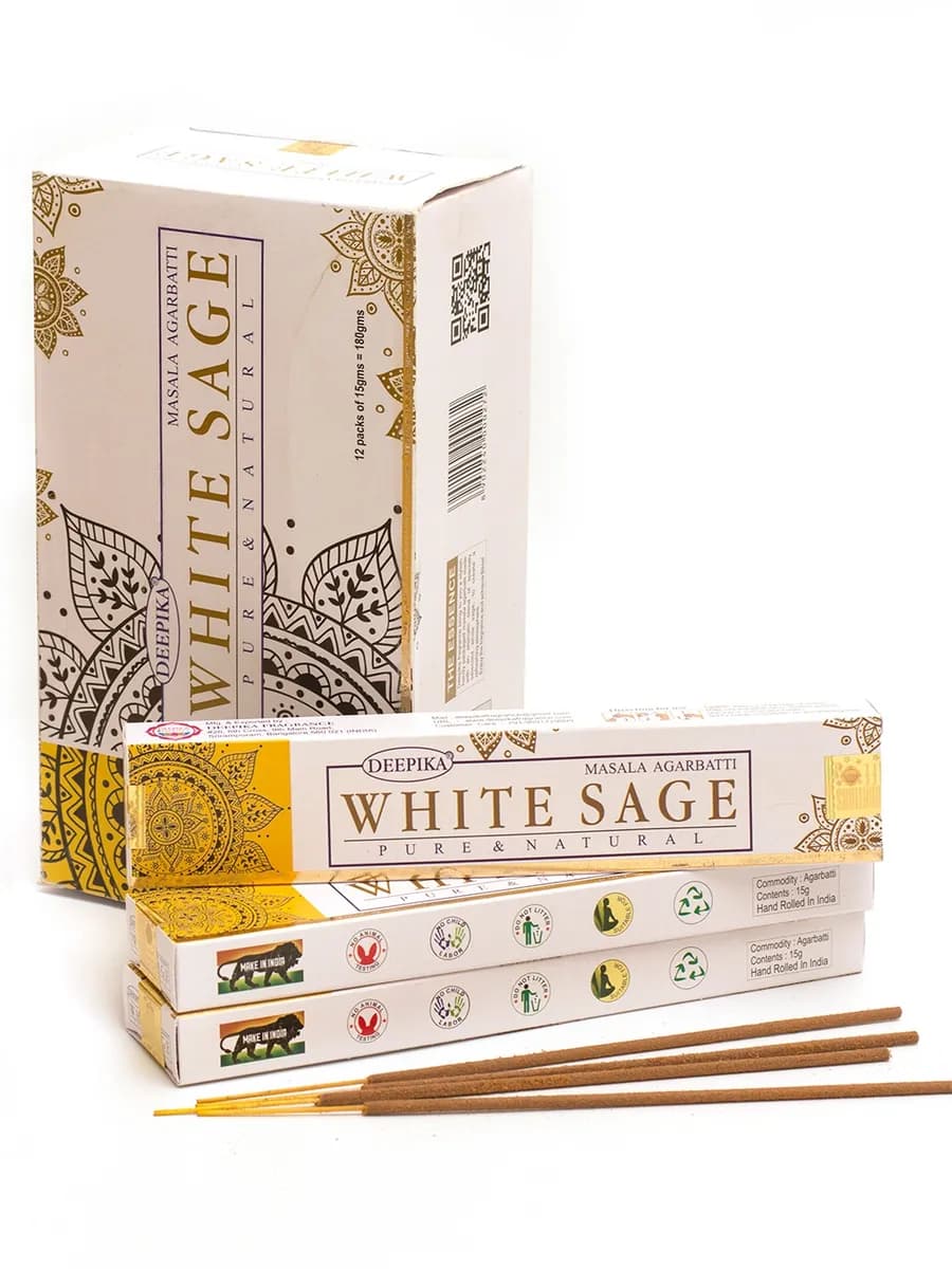 Благовония индийские Deepika White sage Белый шалфей 3