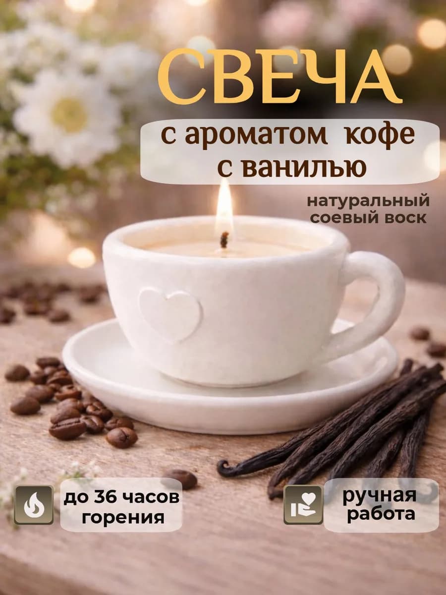 Свеча интерьерная с ароматом ванильного кофе