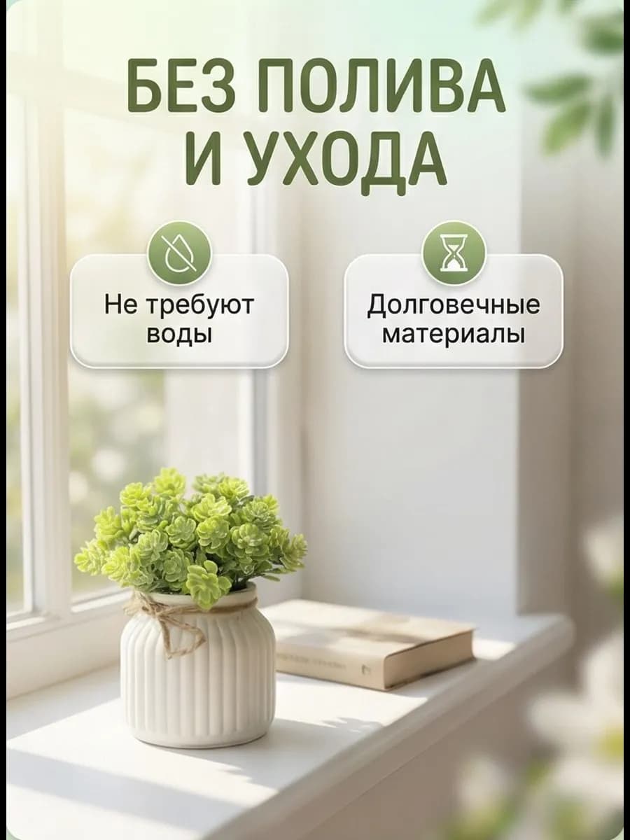 Искусственные цветы для декора и интерьера в горшке в кашпо 3