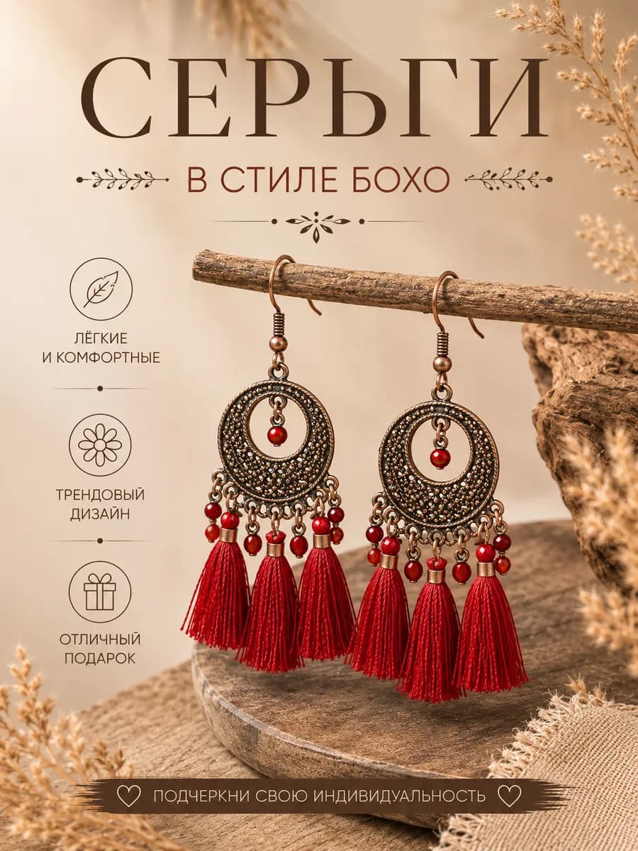 Серьги с стиле бохо